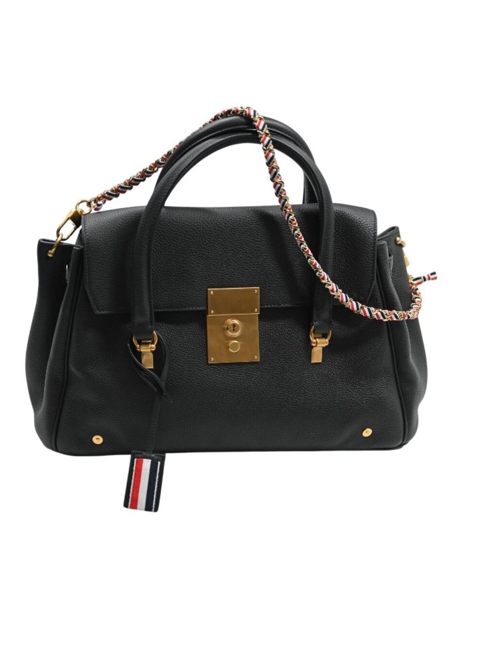 Thom Browne Bolton Bag In Soft Pebble Grain Leather Black